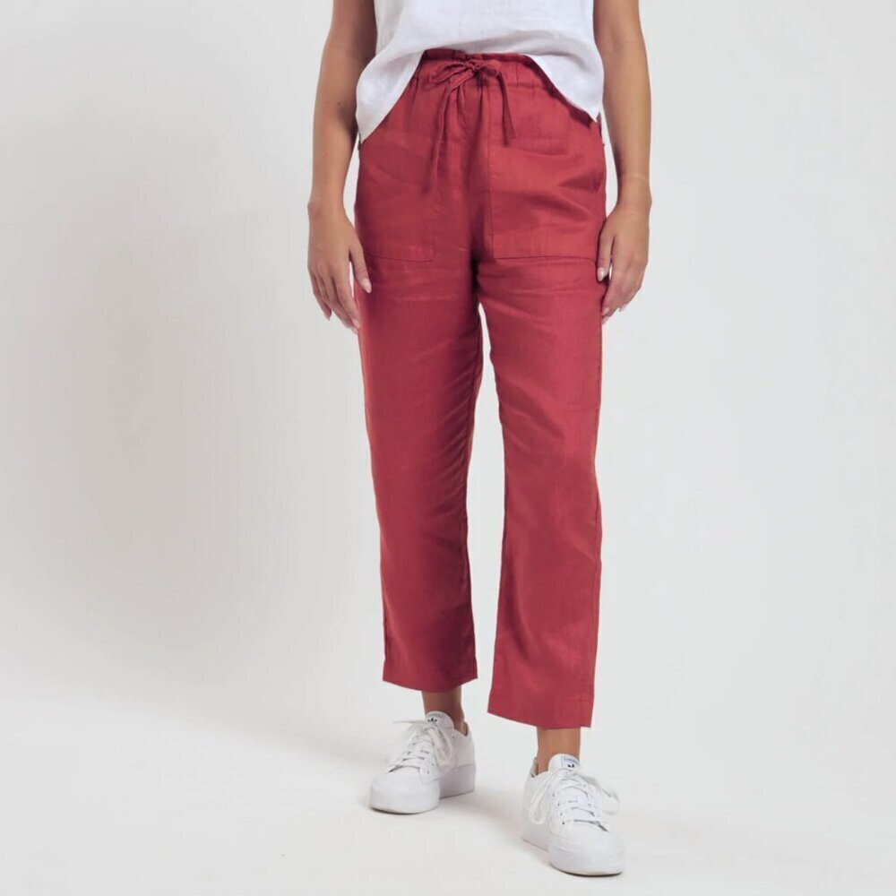Anthro Pilcro Dusty Rose Cotton/Lyocell Straight Leg Drawstring Slouchy Pants S